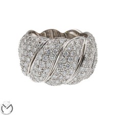 Anello in oro bianco 18 Kt 750 fascione diamanti pavè 3,12 ct -840/ST-