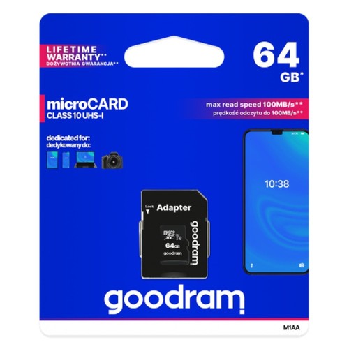 Goodram microsd 64gb classe - 64gb, 10