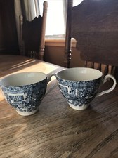 Two Vintage Johnson Brothers COACHING SCENES BLUE  Cup ONLY -Made in England