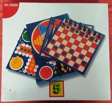 VINTAGE SET GIOCO DAL NEGRO SCACCHI DAMA BACKGAMMON DAMA CINESE LUDO 