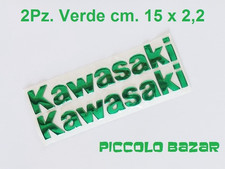 2 Adesivi Cm 15x2,2 Kawasaki VERDE scritta SERBATOIO CARENA MOTO GEL Resinati3D