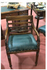 Sedia Presidenziale ospiti Poltrona Raffles con braccioli Noce Ecopelle Verde in