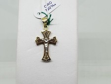CIONDOLO CROCIFISSO-CROCE SACRA IN ORO GIALLO E BIANCO 18KT 1,5 GRAMMI (5952)