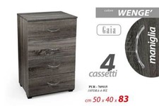 MOBILE CASSETTIERA GAIA IN LEGNO ROVERE WENGE' 4 CASSETTI 50*40*83 CM PUR-769115