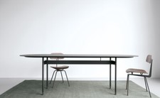 EXTENDO | TAVOLO T8 | TAVOLO A TESTA TONDA FRASSINO NERO DESIGN LE CORBUSIER