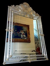 grande specchio in vetro artistico di Murano bianco oro 24kt Ongaro&Fuga