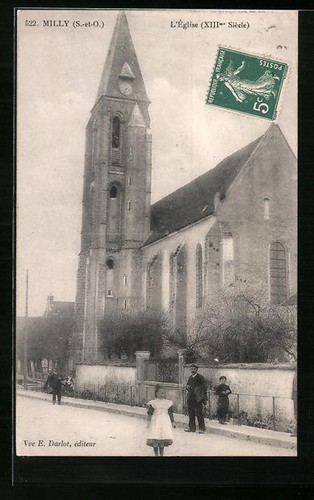 Cpa milly église - cpa, milly,