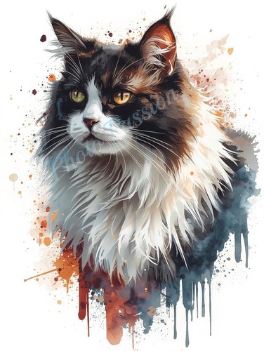 Poster multicolore gatto - a4,