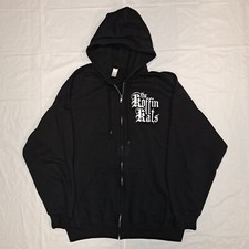 Felpa con cappuccio zip intera nera Koffin Kats vintage Deadstock 2006 XL