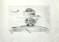 GIROLAMO CIULLA : Vecchio disegno a penna su carta (1980)  cm. 69 x 49 FIRMATO !