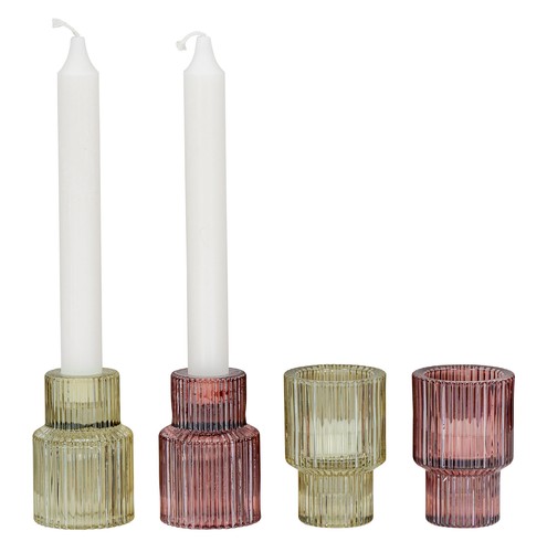 Set portacandele vetro - set, rosso