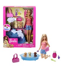 Barbie con 3 Cuccioli e Vasca da Bagno Playset BARBIE - X57545 GIODICART