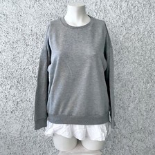 FOREVER 21 PULLOVER MAGLIONE GRIGIO 2 IN 1 CON DETTAGLIO DECORO CAMICETTA RUCHES