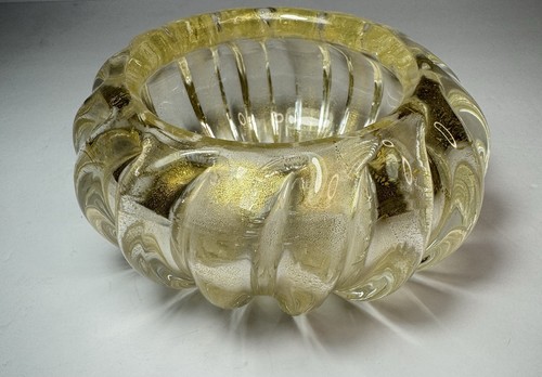 Murano glass dish gold swirl - murano,