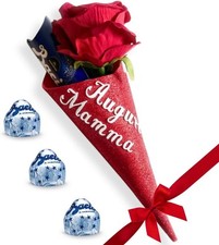 Cono Auguri Mamma 27cm + Rosa