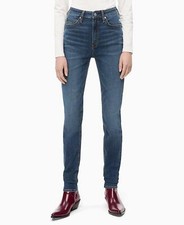 Jeans donna Calvin Klein blu vita alta slim skinny gamba dritta $335 taglia 29