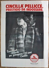 MANIFESTO PUBBLICITARIO ORIGINALE CINCILLA' PELLICCE ANNI 80