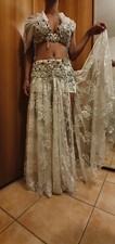 VESTITO DANZA DEL VENTRE BELLY DANCE pizzo bianco DRESS danza orientale costume 