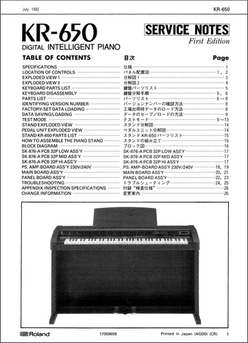 Roland 650 service - kr-650,