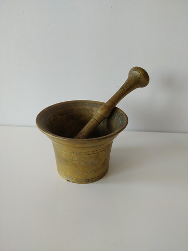 Antico mortaio puro ottone - mortaio,