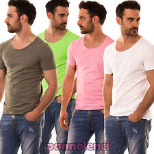 T-shirt maglia maglietta UOMO GIROCOLLO cotone colori FLUO fluorescenti CC-222