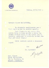 1951 TORINO LANCIA - Lettera Domenico JAPPELLI direttore commerciale - Autografo