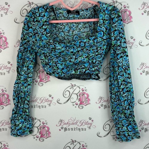 Bershka top cropped flowers
