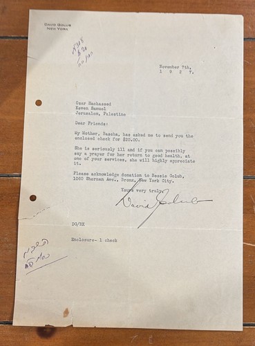 Rara lettera 1927 - david, golub
