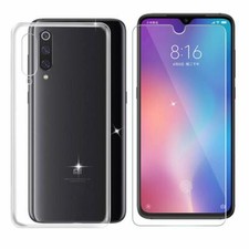 COVER CUSTODIA + PELLICOLA VETRO TEMPERATO PER XIAOMI MI 9  TRASPARENTE IN TPU