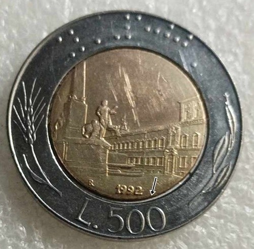 Moneta bimetallica 500 lire - moneta,