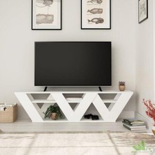 MOBILE BASSO PORTA TV STILE MODERNO BIANCO 1 RIPIANO A VISTA 158x30x40h DESIGN