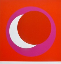 Geneviève Claisse Cercle rouge/rose vif FIRMATO A MANO Genevieve artista francese