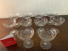 9 Coppe Champagne Sfaccettato Pannocchia Mattonelle Cristallo Di Baccarat (