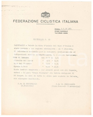 1938 coni federazione - coni,