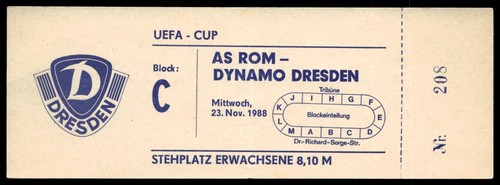 Biglietto dinamo dresda 1988 - dinamo,