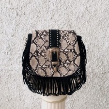 MOTIVI BORSA TRACOLLA FRANGE PITONATA ANIMALIER ETNICA ECOPELLE