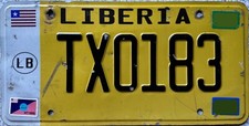 Liberia TAXI License Licence  Number Plate TX0183