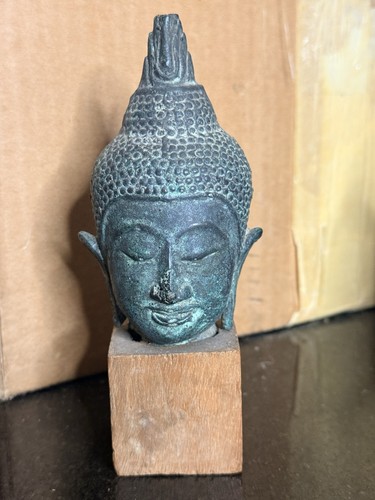 Antica statua testa buddha - statua,