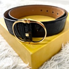 Cintura HERMES nera fibbia oro