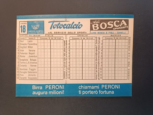 Schedina totocalcio 1969 - totocalcio, 1969/70