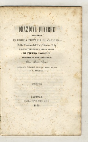 Orazione funebre recitata - , in