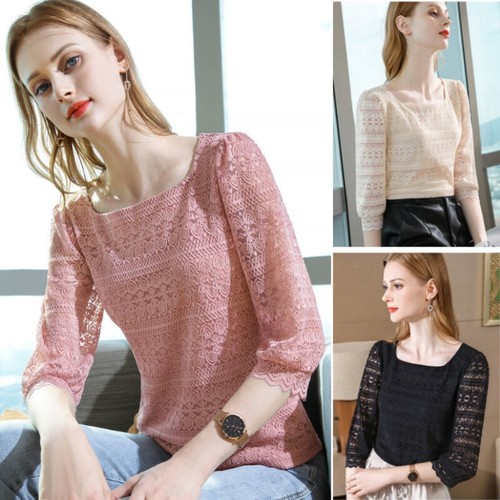 Top donna pizzo floreale - , collo