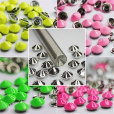 Borchie a cono rivetto 9mm color fluo fuxia/rosa/giallo/verde 50-1000pz +punzone