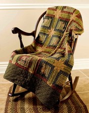 Cabina da tè verde trapuntata patchwork lancio country primitiva 50" x 60"