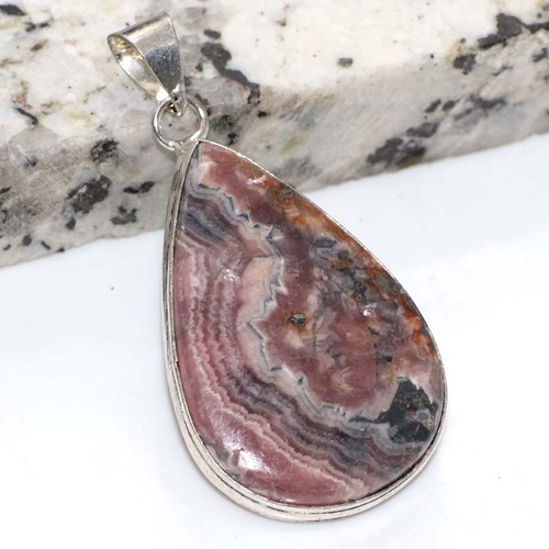 Ciondolo rodocrosite argento - ciondolo,