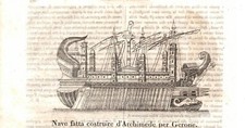 Stampa antica SIRACUSA NAVE DI ARCHIMEDE per GERONE 1840 Antique print
