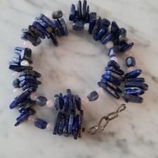 COLLANA LAPISLAZZULO PIETRE  PERLE DI QUARZO ROSA #COREOGRAFICA# 