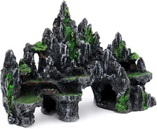 Grande Decorazione per Acquario, Vista Montagna, Casa, Albero, Ponte, Ponte