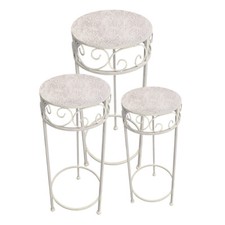 Sgabello fiori metallo colonna fiori tavolino shabby tavolo bianco antico rotondo