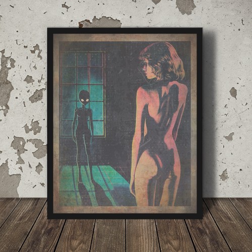 Vintage alien abduction wall - alien,
